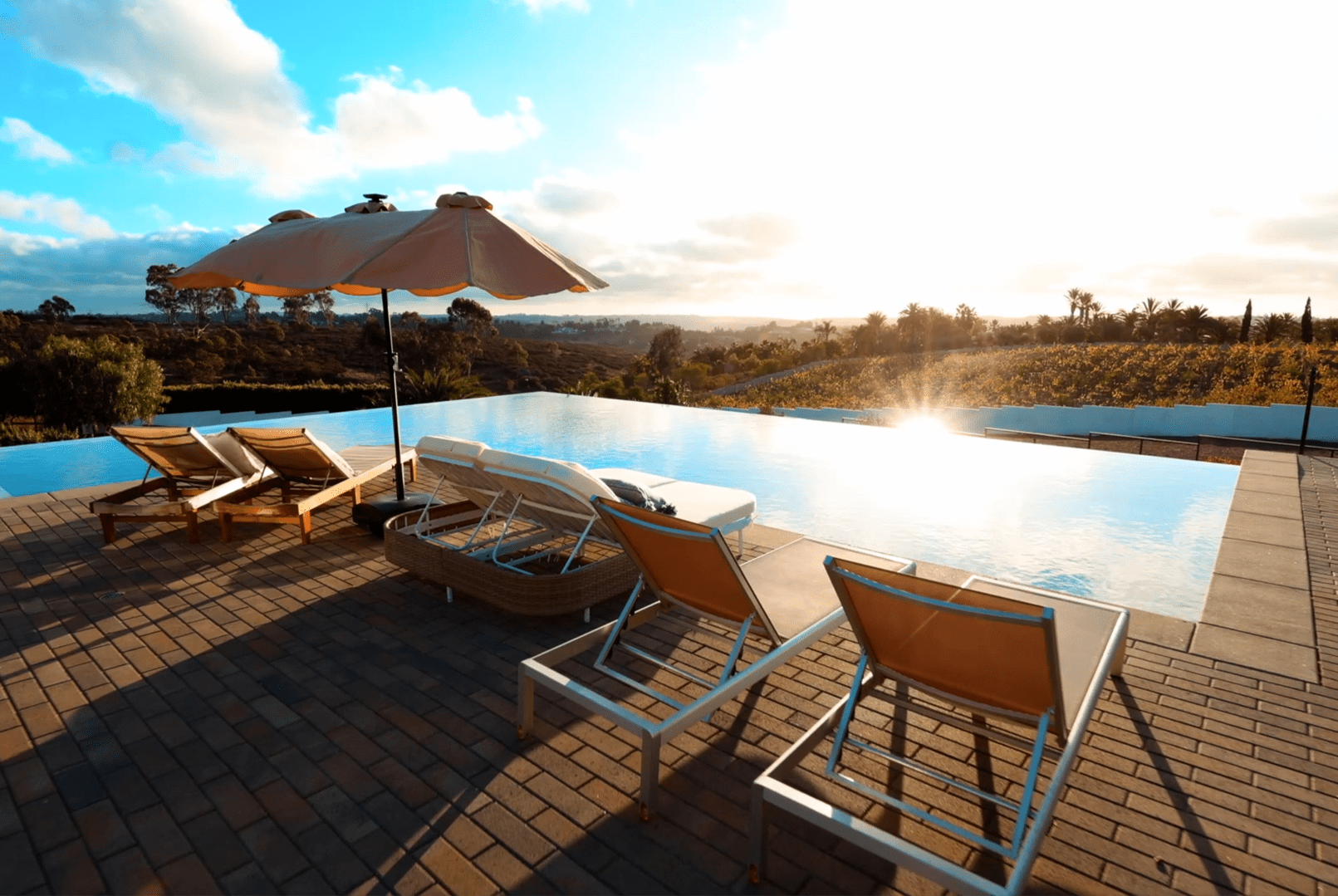 exterior pool edge evening