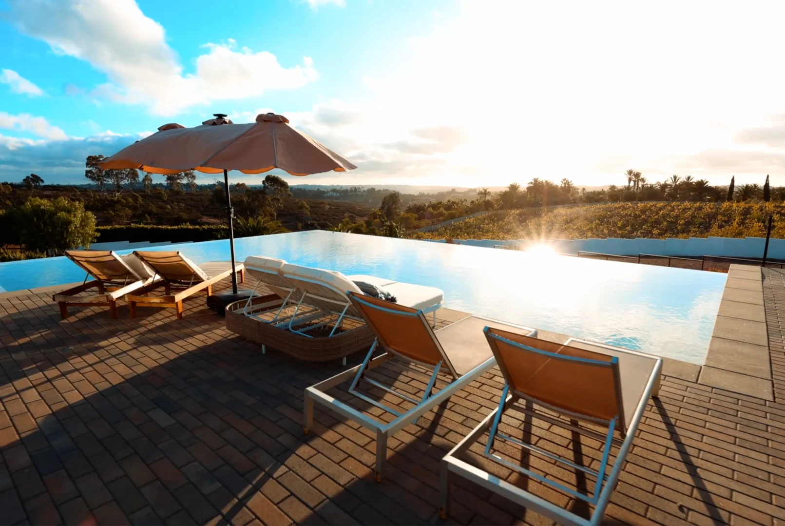 exterior pool edge evening